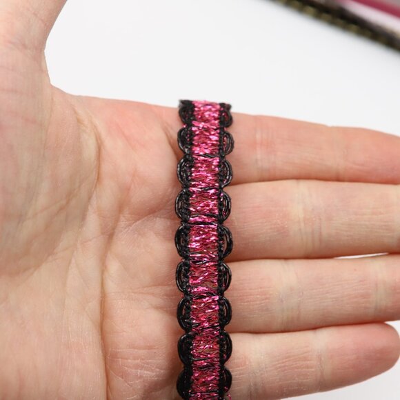 Dark Pink and Black Choker Adjustable Elegant Lace Chokers  (#15) - Picture 4 of 9